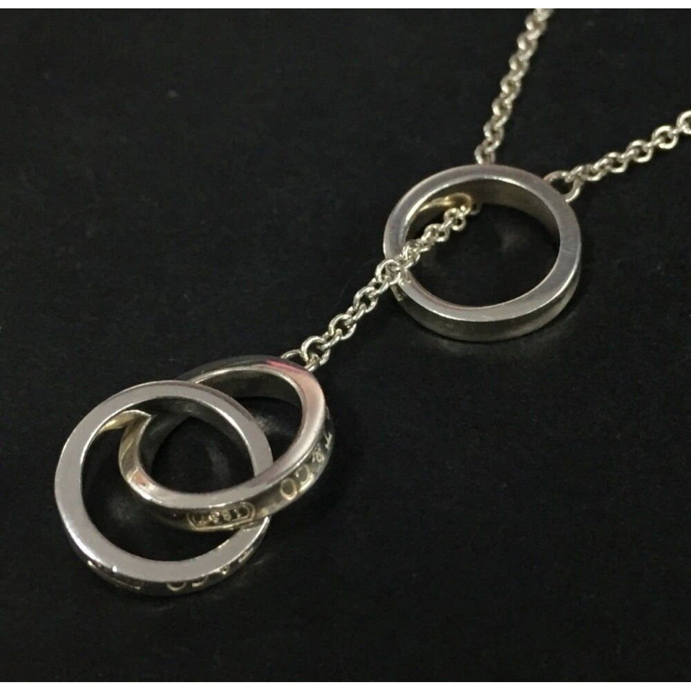 Tiffany & Co. 1837 Interlocking Circles Lariat Necklace 925 Silver 38cm/127